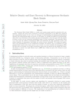 Relative Density and Exact Recovery in Heterogeneous Stochastic Block
  Models