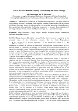 Effects of GIMP Retinex Filtering Evaluated by the Image Entropy