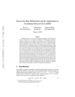 Successive Ray Refinement and Its Application to Coordinate Descent for
  LASSO