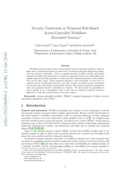 Security Constraints in Temporal Role-Based Access-Controlled Workflows
  (Extended Version)
