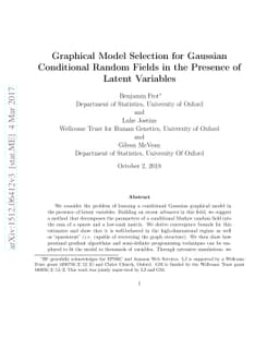 Latent variable model selection for Gaussian conditional random fields