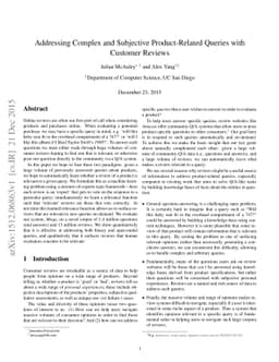 Addressing Complex and Subjective Product-Related Queries with Customer
  Reviews