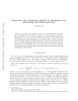Estimating the conditional density by histogram type estimators and
  model selection