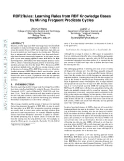 RDF2Rules: Learning Rules from RDF Knowledge Bases by Mining Frequent
  Predicate Cycles