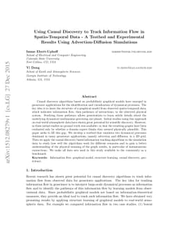 Using Causal Discovery to Track Information Flow in Spatio-Temporal Data
  - A Testbed and Experimental Results Using Advection-Diffusion Simulations