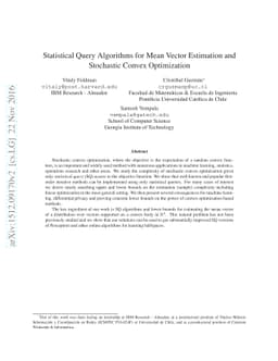 Statistical Query Algorithms for Mean Vector Estimation and Stochastic
  Convex Optimization