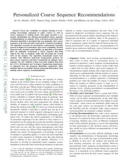 Personalized Course Sequence Recommendations
