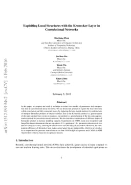 Exploiting Local Structures with the Kronecker Layer in Convolutional
  Networks
