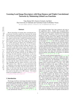 Learning Local Image Descriptors with Deep Siamese and Triplet
  Convolutional Networks by Minimising Global Loss Functions