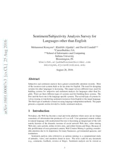 Sentiment/Subjectivity Analysis Survey for Languages other than English