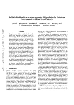 DrMAD: Distilling Reverse-Mode Automatic Differentiation for Optimizing
  Hyperparameters of Deep Neural Networks