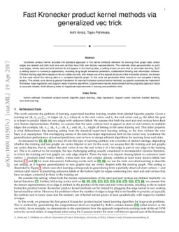 Fast Kronecker product kernel methods via generalized vec trick
