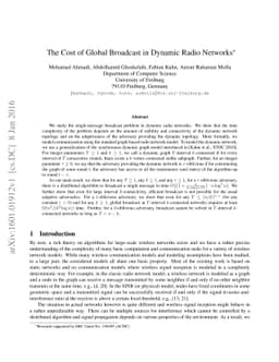 The Cost of Global Broadcast in Dynamic Radio Networks