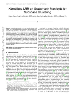 Kernelized LRR on Grassmann Manifolds for Subspace Clustering