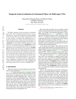 Temporal Action Localization in Untrimmed Videos via Multi-stage CNNs