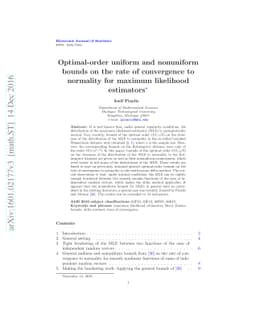 Optimal-order bounds on the rate of convergence to normality for maximum
  likelihood estimators