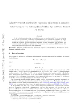 Adaptive wavelet multivariate regression with errors in variables