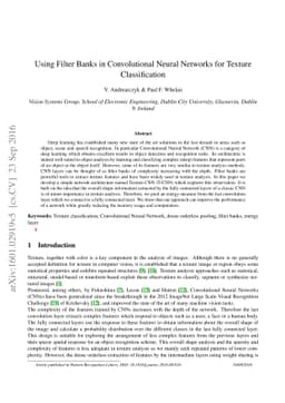 Using Filter Banks in Convolutional Neural Networks for Texture
  Classification