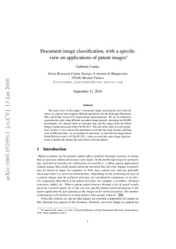 Document image classification, with a specific view on applications of
  patent images