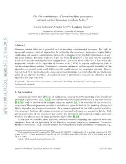 On the consistency of inversion-free parameter estimation for Gaussian
  random fields