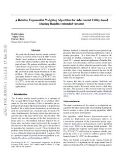 A Relative Exponential Weighing Algorithm for Adversarial Utility-based
  Dueling Bandits