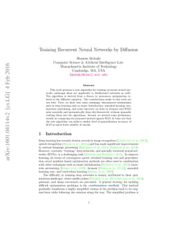 Training Recurrent Neural Networks by Diffusion