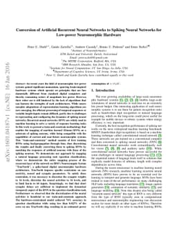 Conversion of Artificial Recurrent Neural Networks to Spiking Neural
  Networks for Low-power Neuromorphic Hardware