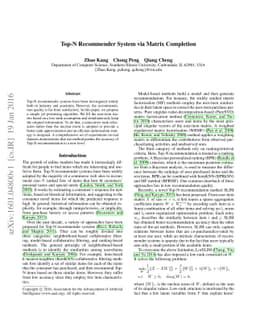 Top-N Recommender System via Matrix Completion