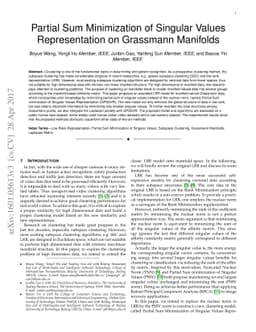 Partial Sum Minimization of Singular Values Representation on Grassmann
  Manifolds