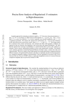 Precise Error Analysis of Regularized M-estimators in High-dimensions
