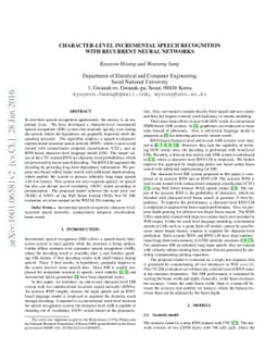 Character-Level Incremental Speech Recognition with Recurrent Neural
  Networks