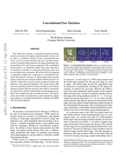 Convolutional Pose Machines