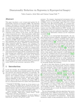 Dimensionality Reduction via Regression in Hyperspectral Imagery