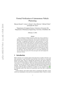 Formal Verification of Autonomous Vehicle Platooning