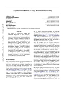 Asynchronous Methods for Deep Reinforcement Learning