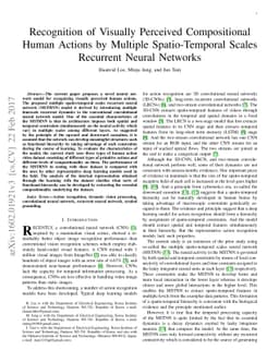 Recognition of Visually Perceived Compositional Human Actions by
  Multiple Spatio-Temporal Scales Recurrent Neural Networks