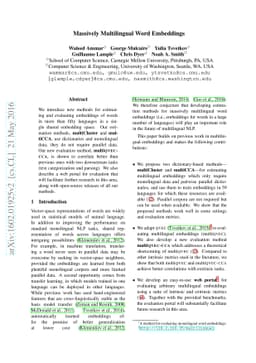 Massively Multilingual Word Embeddings