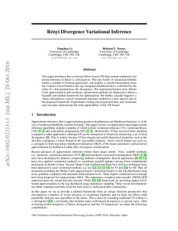 Rényi Divergence Variational Inference