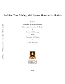 Scalable Text Mining with Sparse Generative Models