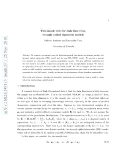 Two-sample tests for high-dimension, strongly spiked eigenvalue models