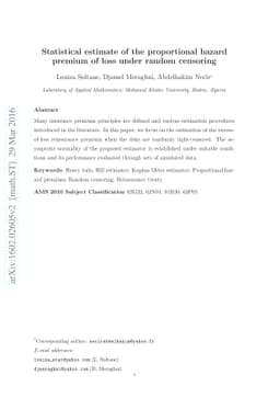 Statistical estimate of the proportional hazard premium of loss under
  random censoring