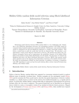 Hidden Gibbs random fields model selection using Block Likelihood
  Information Criterion