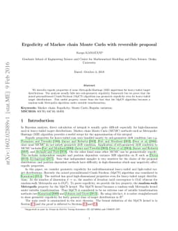 Ergodicity of Markov chain Monte Carlo with reversible proposal