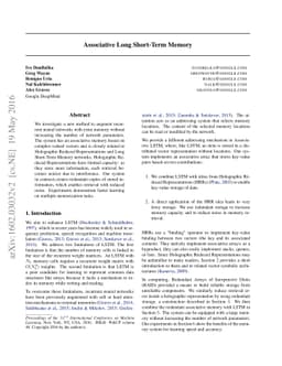 Associative Long Short-Term Memory