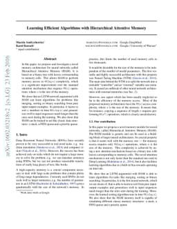 Learning Efficient Algorithms with Hierarchical Attentive Memory