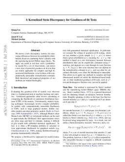 A Kernelized Stein Discrepancy for Goodness-of-fit Tests and Model
  Evaluation