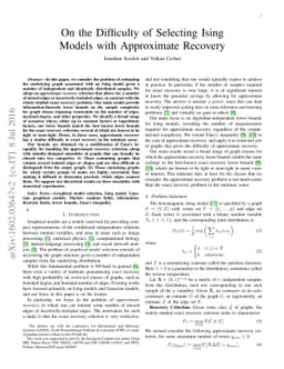 On the Difficulty of Selecting Ising Models with Approximate Recovery