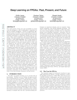 Deep Learning on FPGAs: Past, Present, and Future