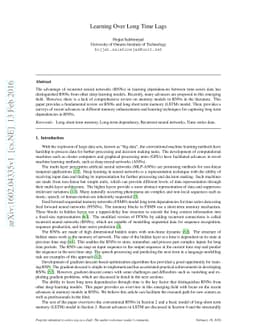 Learning Over Long Time Lags