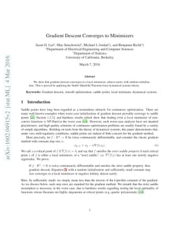 Gradient Descent Converges to Minimizers